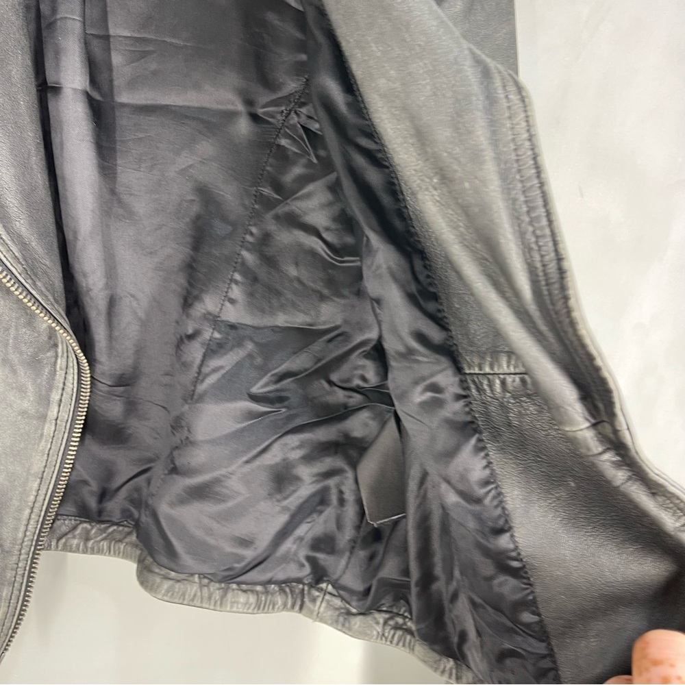 All Saints Black Leather Biker Jacket US 2 - Picture 10 of 14